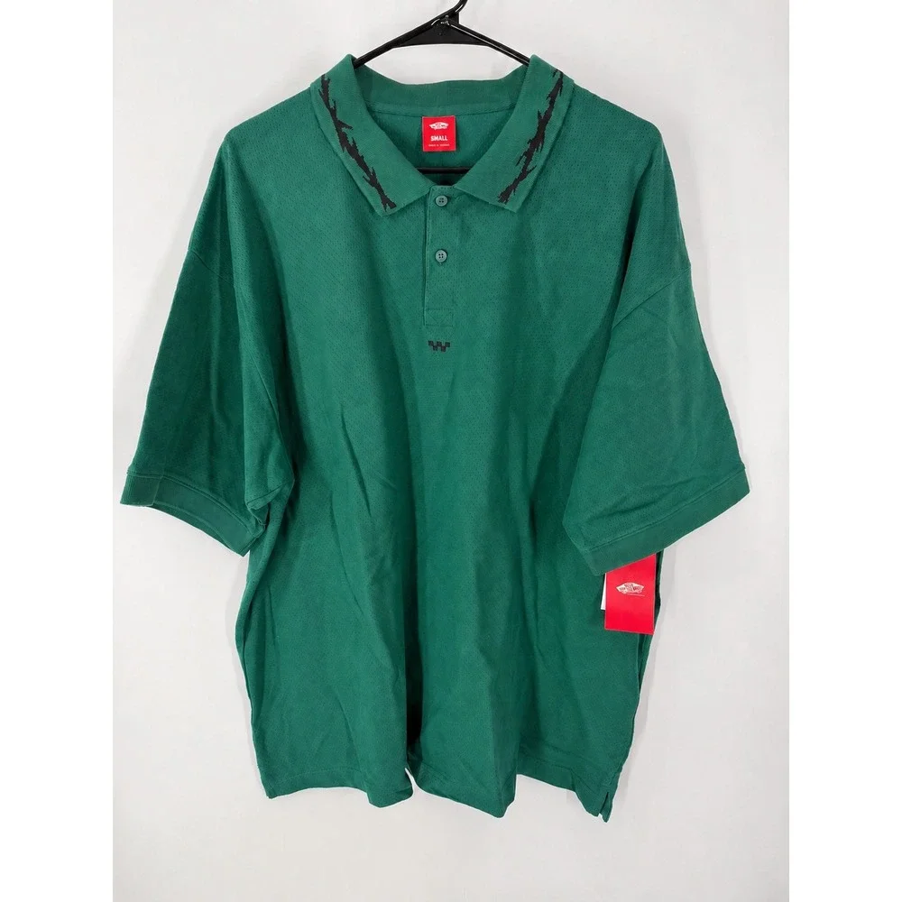 Vans Skate Mesh Polo Shirt Men Skateboarding Breathability Loose Fit Size Small